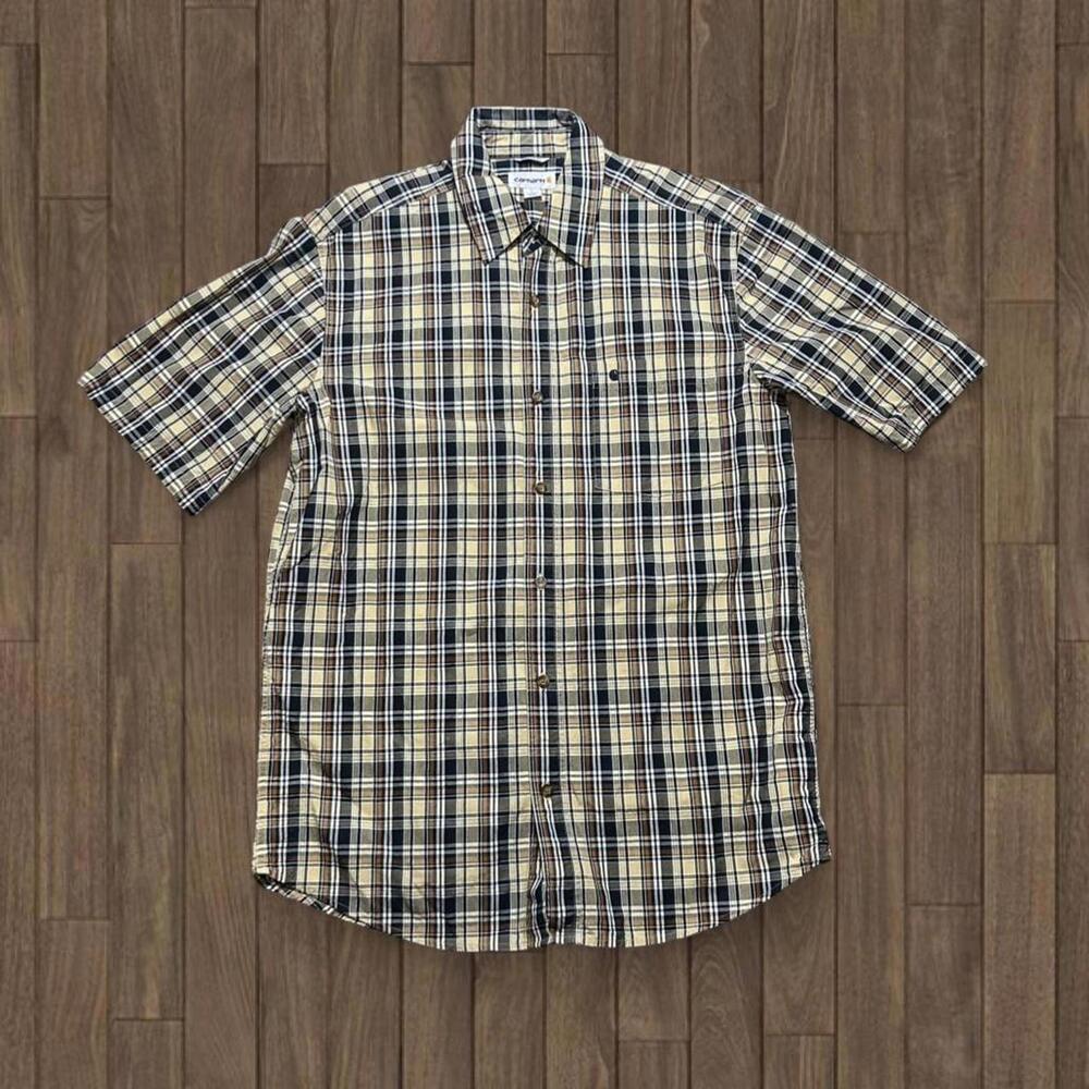 Carhartt Relaxed‎ Fit Brown/Black/White Short Sleeve Button Up Size L